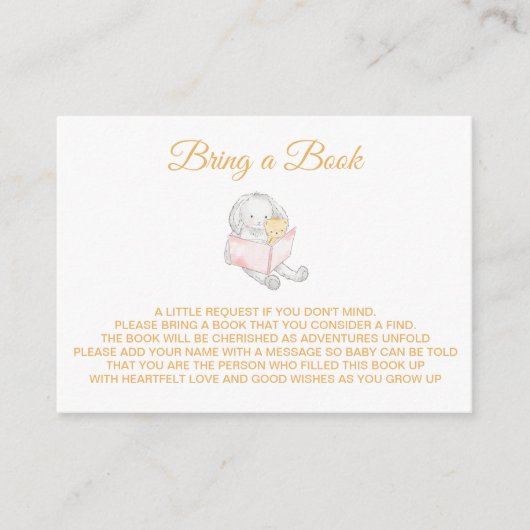 ** Baby Bunny Konijn lezen Teddy Breng een boek Informatiekaartje (Voorkant)