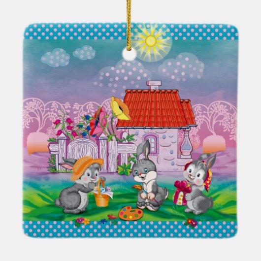 Baby Bunny little Keramisch Ornament (Achterkant)