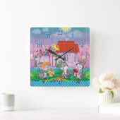 Baby Bunny little Vierkante Klok (Huis)