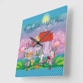 Baby Bunny little Vierkante Klok (Hoek)