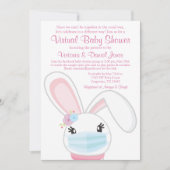 Baby Bunny Mask Girl Virtual Baby shower Kaart (Voorkant)