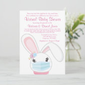 Baby Bunny Mask Girl Virtual Baby shower Kaart (Staand voorkant)
