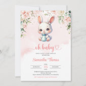 Baby bunny melkfles waterverf blozen kaart (Voorkant)