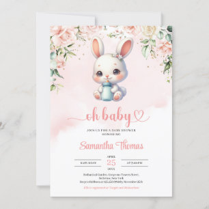 Baby bunny melkfles waterverf blozen kaart