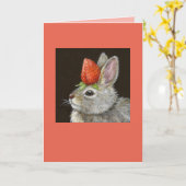 baby bunny met aardbeienkaart kaart (Gele Bloem)