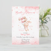 Baby Bunny met ballonnen baby meisje Kaart (Staand voorkant)