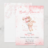 Baby Bunny met ballonnen baby meisje Kaart (Voorkant / Achterkant)