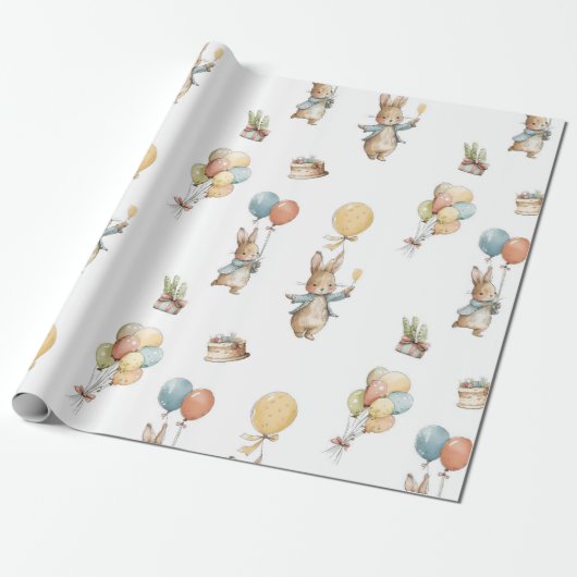 Baby Bunny met ballonnen Cadeaupapier (Uitgerold)