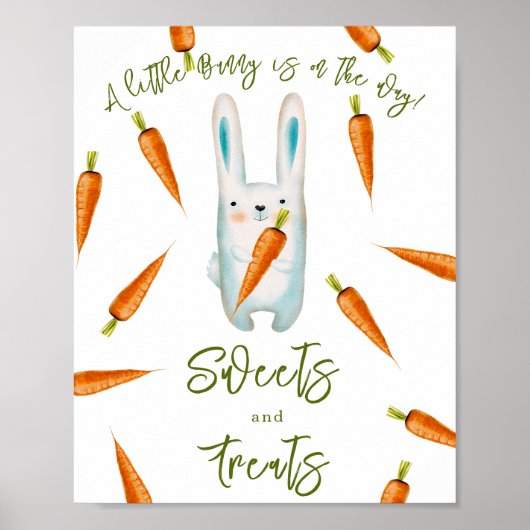 Baby bunny met wortelen - Snoepjes en lekkernijen Poster (Voorkant)