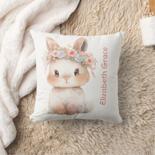 Baby Bunny Monogram Naam Gift Baby Meisje Kwekerij Kussen
