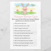 Baby bunny Nursery Rhyme Quiz baby shower game (Voorkant)
