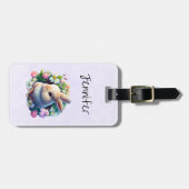 Baby Bunny onder Colorful Spring Flowers Bagagelabel (Voorkant horizontaal)