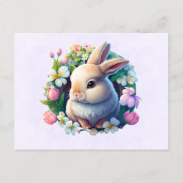 Baby Bunny onder Colorful Spring Flowers Briefkaart