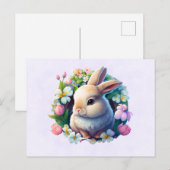 Baby Bunny onder Colorful Spring Flowers Briefkaart (Voorkant / Achterkant)