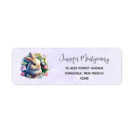 Baby Bunny onder Colorful Spring Flowers Etiket