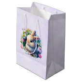 Baby Bunny onder Colorful Spring Flowers Medium Cadeauzakje (Achterkant Gekanteld)