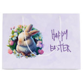 Baby Bunny onder Colorful Spring Flowers Pasen Groot Cadeauzakje (Voorkant)