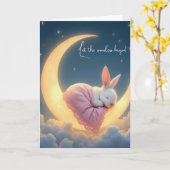 Baby Bunny op een maansikkel Kaart (Gele Bloem)