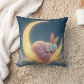 Baby Bunny op een maansikkel Kussen (Deken)