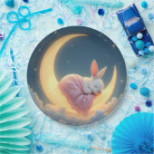 Baby Bunny op een maansikkel Papieren Bordje (Feest)