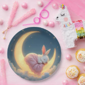 Baby Bunny op een maansikkel Papieren Bordje (Feest)