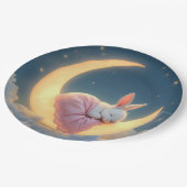 Baby Bunny op een maansikkel Papieren Bordje (Gekanteld)