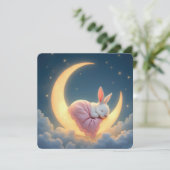 Baby Bunny op halve maan Kaart (Staand voorkant)