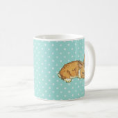 baby bunny over blauwgroen poka dot background koffiemok (Voorkant rechts)