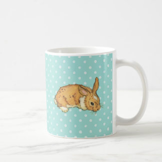 baby bunny over blauwgroen poka dot background koffiemok