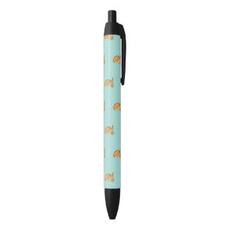 baby bunny over blauwgroen poka dot background zwarte inkt pen