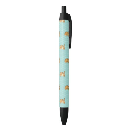 baby bunny over blauwgroen poka dot background zwarte inkt pen (Achterkant (Verticaal))