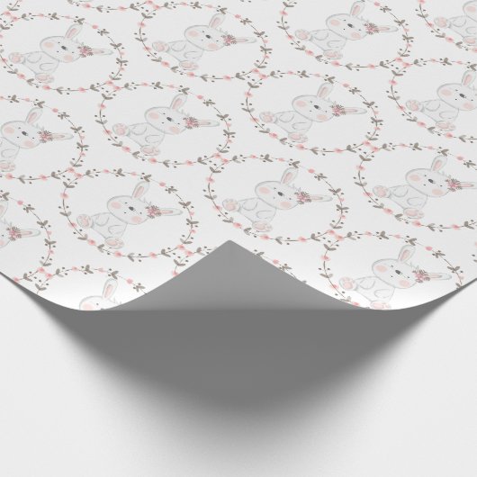 Baby Bunny Pattern Baby shower Cadeaupapier (Hoek)