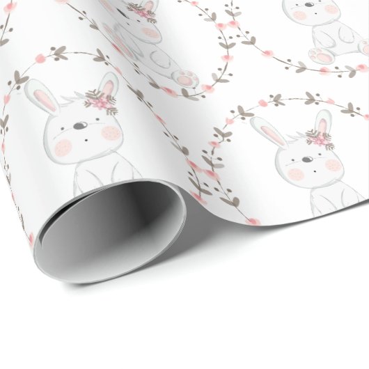 Baby Bunny Pattern Baby shower Cadeaupapier (Rol Hoek)