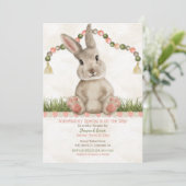 Baby Bunny Peach Ivory Kaart (Staand voorkant)