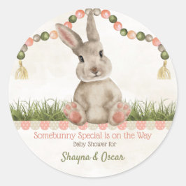 Baby Bunny Peach Ivory Sage Ronde Sticker