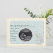 Baby Bunny Pink Foto Baby shower Uitnodiging (Staand voorkant)