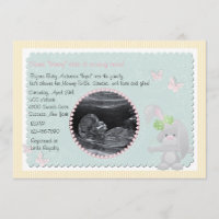 Baby Bunny Pink Foto Baby shower Uitnodiging