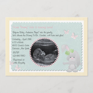 Baby Bunny Pink Foto Baby shower Uitnodiging