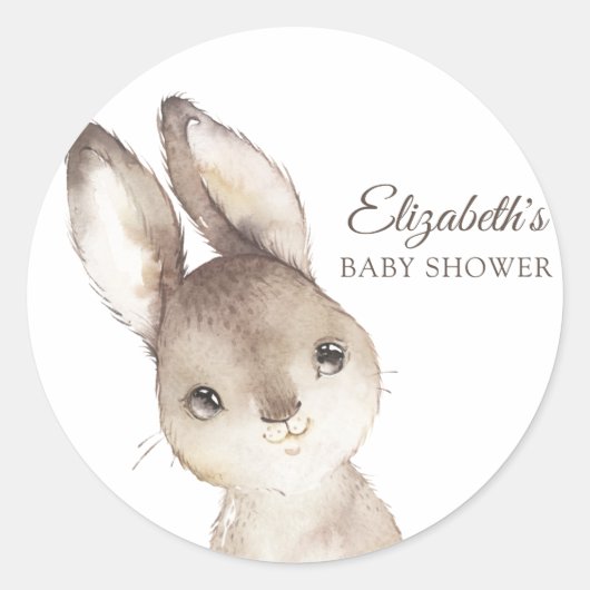 Baby Bunny Rabbit Baby shower Ronde Sticker (Voorkant)