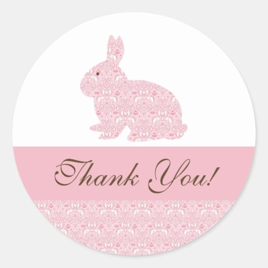 Baby Bunny Rabbit Baby shower Sticker Dank u (Voorkant)