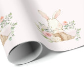 Baby Bunny Rabbit Baby shower wrapping Paper Cadeaupapier (Rol Hoek)
