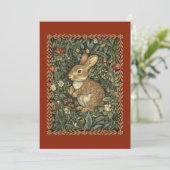 Baby Bunny Rabbit in William Morris Style Garden Kaart (Staand voorkant)