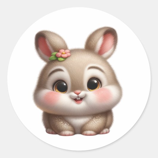 Baby bunny ronde sticker (Voorkant)
