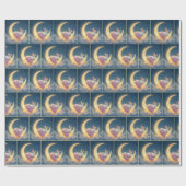 Baby Bunny slaapt op maansikkel Cadeaupapier (Vlak)