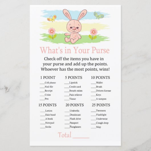 Baby bunny Wat zit er in je handtas? (Voorkant)