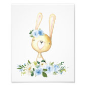 Baby Bunny, Woodland Animals, Boho, Blue Flowers Foto Afdruk (Voorkant)