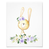 Baby Bunny, Woodland Animals, Boho, Purple Flowers Foto Afdruk (Voorkant)