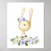 Baby Bunny, Woodland Animals, Boho, Purple Flowers Poster (Voorkant)