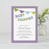 Baby Bunting Baby shower Invitation in Paars Kaart (Staand voorkant)