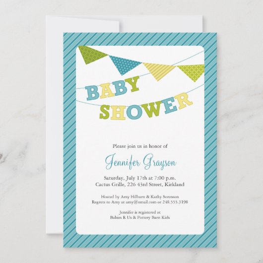 Baby Bunting Baby shower Uitnodiging in Aqua (Voorkant)